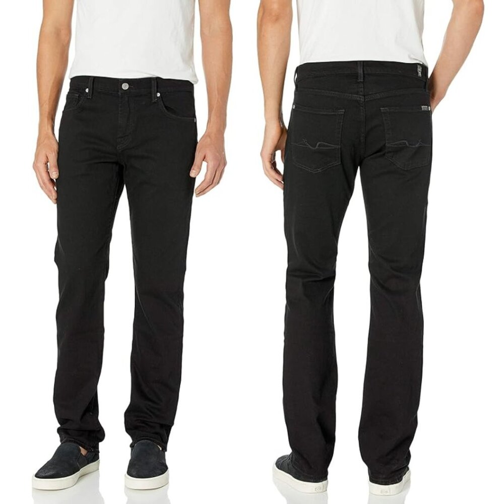 7 For All Mankind Standard Fit Straight Leg Jeans Button Fly Stretch 34 x 34